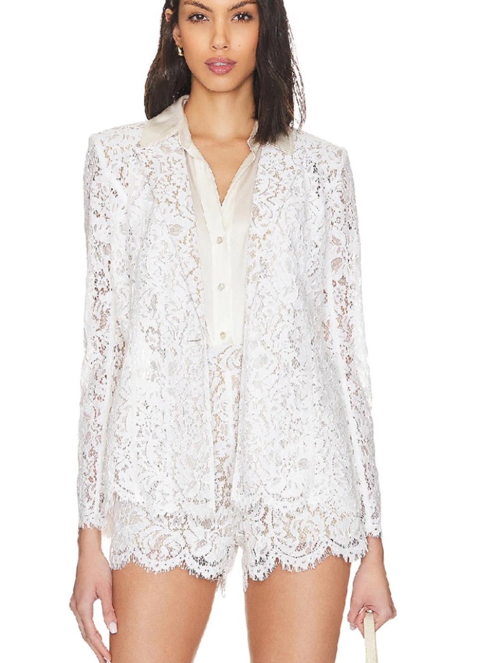 L’AGENCE Clementine Lace White Blazer and Short Set Brunch Bridal Shower NEW 12